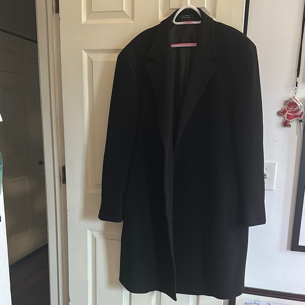 Calvin Klein Black Trench Coat Classic Wool Blend